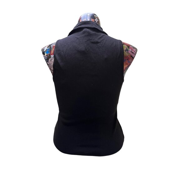 Michael Stars Womens Sleeveless Collared Black Top 1X & 2X 100% Cotton USA-Made - Picture 2 of 4